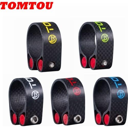 TOMTOU Matte 3K Carbon Fiber Seatpost Clamp Mountain Bike Road Bike Clamp Cycling Parts Seat Clamp 31.8mm/34.9mm 22g