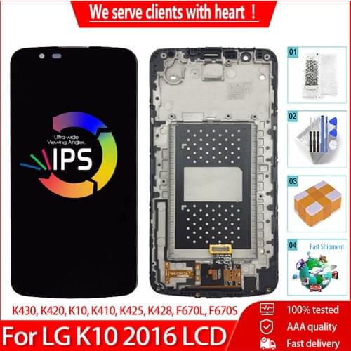 5.3" Original For LG K10 2016 K430 K420 K10 K410 K425 LGMS428 K428 F670L F670S LCD Display Touch Screen With Frame Replacement