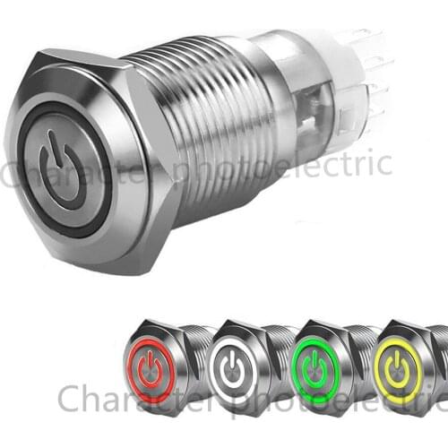 1pcs 16mm 6V/12V Silver Waterproof stainless steel LED Power Push Button Metal ON/OFF Switch Latching For Car Boat Motor