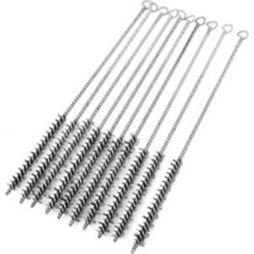 10 Pcs 29.5cm Long 10mm Diameter Steel Wire Tube Brush Cleaning Tool