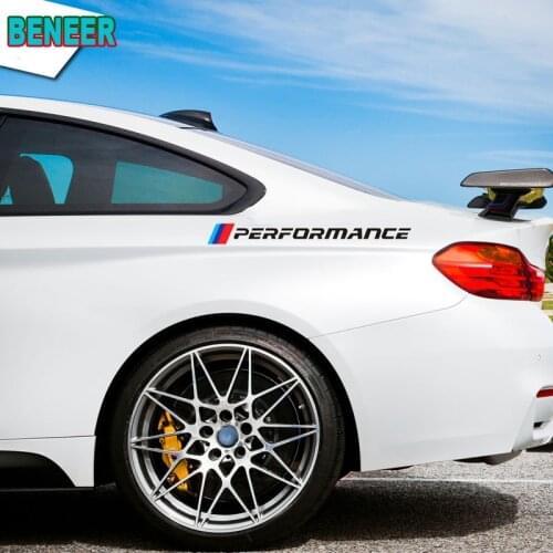 2pcs PVC NEW M performance Car side body sticker for BMW F30 F10 F20 E90 E60 E40 E36 E46 GT Z 1 2 3 4 5 6 7 X series
