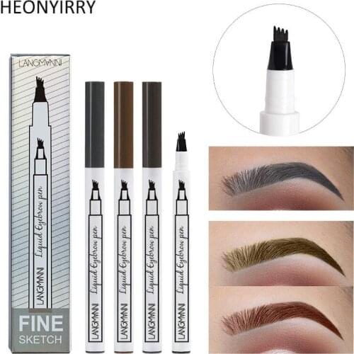 2018 Fashion 4 Head Tattoo Eyebrow Pencil Microblading Eyebrow Pen Tint Women Waterproof Fork Tip Eyebrow Tattoo Pen Brow Pencil