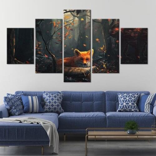 Canvas Painting Animal fox Wall Art 5 PCS Picture Canvas Prints Modern Wall Pictures Home Decor