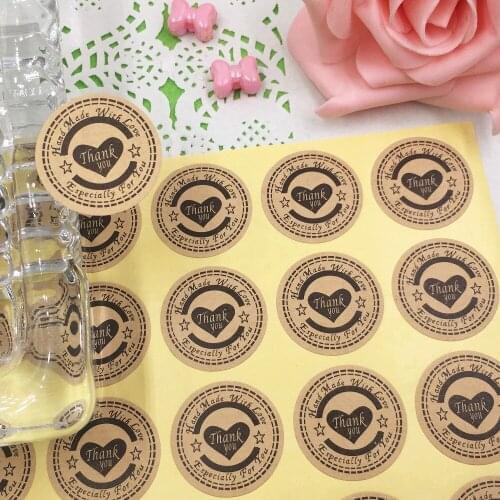 600pcs 3cm Thank you Packaging Sealing Label Kraft Sticker Jewelry DIY Gift Stickers for box/bottle