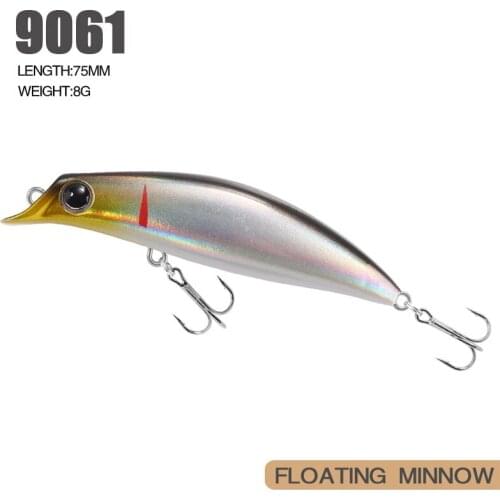 75mm 8g Minnow Fishing Articles Wobblers for Pike and Perch Floating Hard Artificial Lures 9061