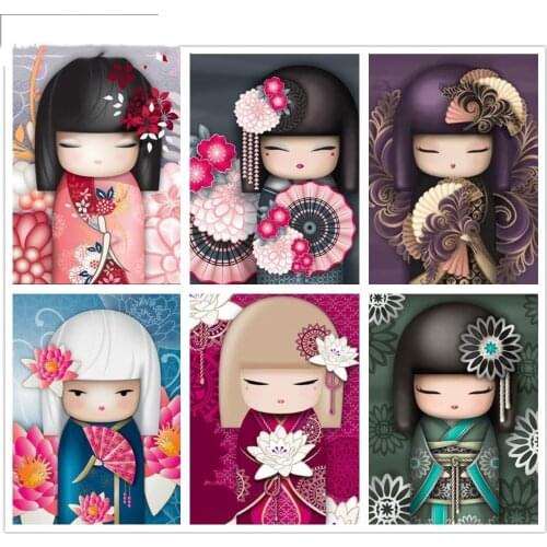 5D DIY Diamond Painting Cartoon Full Drill Square Diamond Mosaic Kimono Girl Decor Home Picture Of Rhinestone