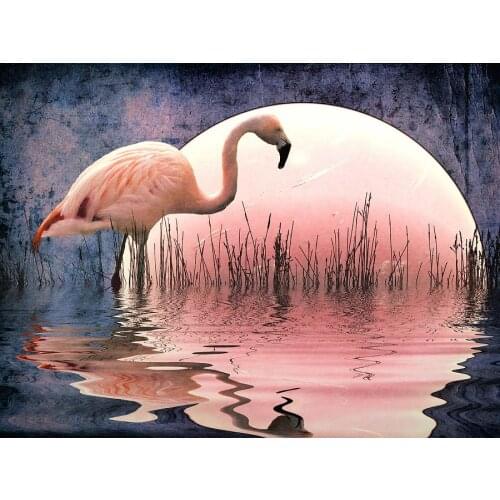 JMINE Div 5D flamingo moon river Full Diamond Painting cross stitch kits art High Quality Animal 3D paint by diamonds