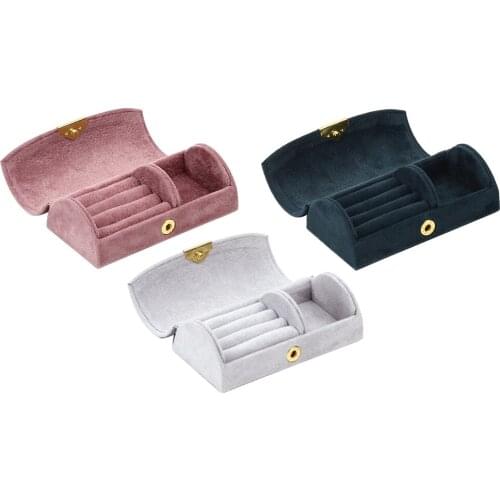 Velvet Jewellery Box Organizer for Women Girls, Travel Jewelry Case Storage Holder for Earrings Rings Cufflinks