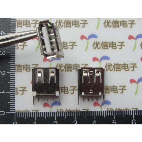 Free shipping 100pcs/lot Vertical 180 degree USB-A female socket USB interface straight needle master fast delivery