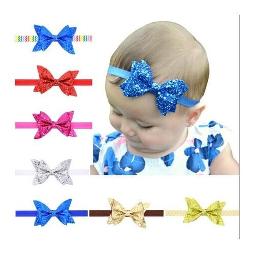 Free Shipping!2016 New Girls Head Accessories Shiny Bowknot Headband Kids turban Hairband Headwear