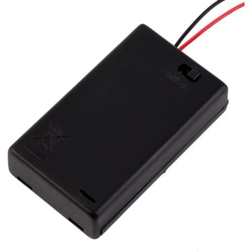 3 x AAA Battery Storage Cover Box Plastic Case Holder with ON/OFF Switch & Wire Leads for 3 pcs AAA Batteries Black Wholesale