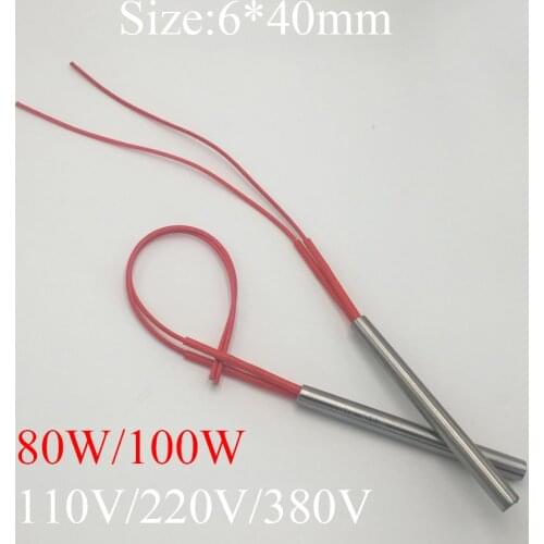 6x40 6*40mm 80W 100W 110V 220V 380V Stainless Steel Cylinder Tube Mold Heating Element Single End Cartridge Heater