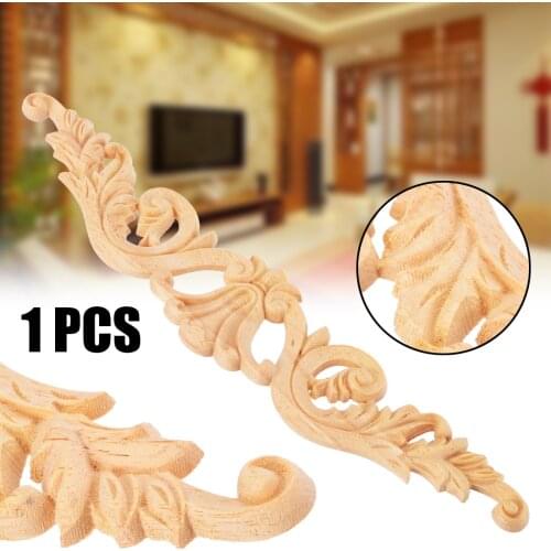 30X5.5cm Flower Wood Carved Applique Exquisite Carving Onlay Applique DIY Wood Flower Board For Home Furnishing Door Decor