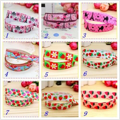DUWES 5/8'' Free shipping Fold Elastic FOE tower strawberry printed headband headwear hairband diy decoration wholesale OEM D53