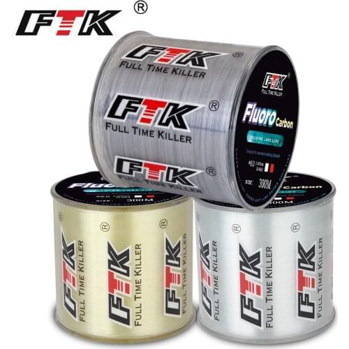 FTK 300M Carbon Fiber Coating Leader Lure Fishing Line 0.14-0.5mm 1.88-15.6kg Wearable Fluorocarbon Line Accessories