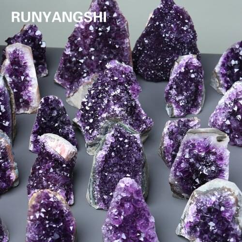 1pc Natural Uruguayan Amethyst cluster Deep violet quartz Amethyst block Irregular Stone for home decoration