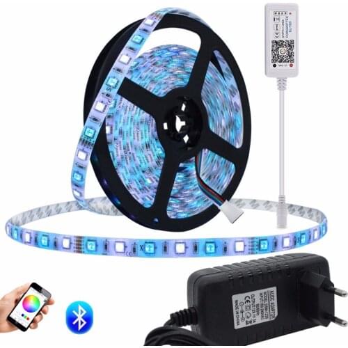RGB LED Strip Light Kit SMD5050 5m/lot 300LED Flexible LED Light RGBW RGBWW LED Strip + Bluetooth 4.0 Controller + power supply