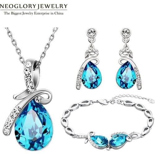 Neoglory Austria Crystal Blue Jewelry Set Wedding Bridal Charm Birthday Gifts For Girlfriend Women 2020 New JS11