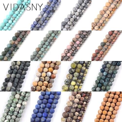 Natural Stone Dull Polished Lapis Lazuli Tiger Eye Agates Round Beads For Jewelry Making 4-12mm Spacer Beads Diy Bracelets 15