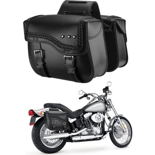 2pcs Motorcycle Saddlebags Synthetic Leather Side Bags Tool Storage Bag Universal for Honda/Suzuki/Kawasaki/Yamaha