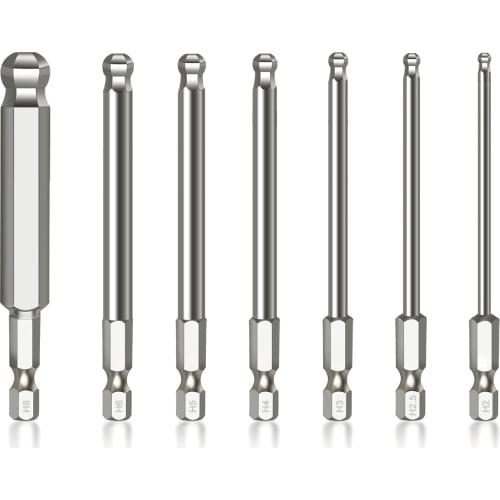 7pcs Ball End Hex Screwdriver Bit Set 65mm Long Allen Hex Bit Magnetic Ball Head Driver Bit