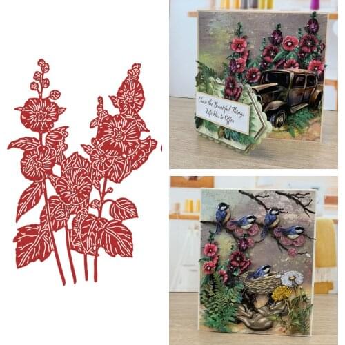 New 2021 Hollyhock Flowers Metal Cutting Dies Scrapbook Diary Decoration Stencil Embossing Template DIY Greeting Card Handmade