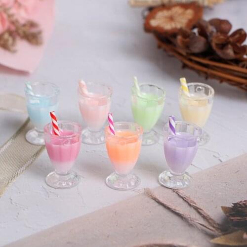 New 4pcs Miniature Dollhouse Tea With Milk Cup Wine Glass Dollhouse Accessories Cups Toy