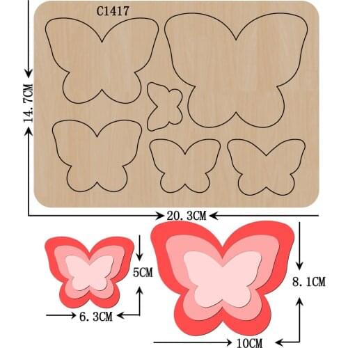 New butterfly Wooden die Scrapbooking C-1417 Cutting Dies Multiple sizes