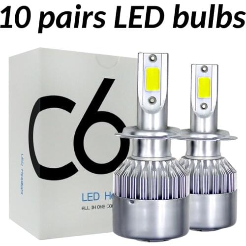 ASLENT 10pairs/lot Wholesale C6 H7 LED Car Headlight H1 H3 H4 H7 H11 H8 H27 9004 9005 9006 9007 9012 880 Auto Bulb Fog Light 12v