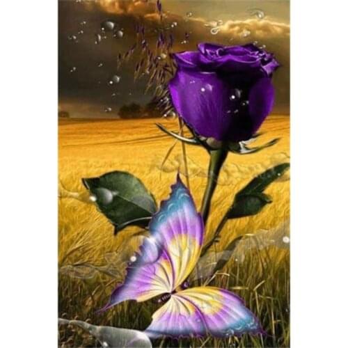 Full square diamond painting purple rose rhinestone embroidery picture flowers diamond dotz toys mosaic art wall sticker decor