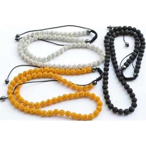 Promotion 12mm white gold micro pave CZ Disco Beads black crystal Necklace For fashion Wholesale jfh34