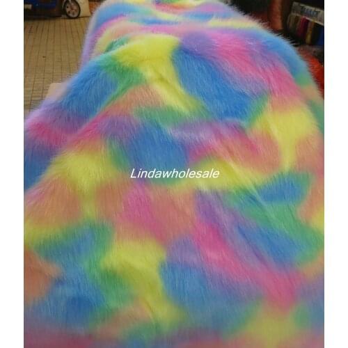 Rainbow plush Jacquard fabric Multicolor fox fur,felt cloth,faux fur fabric.170cm*90cm(one yard)/pcs