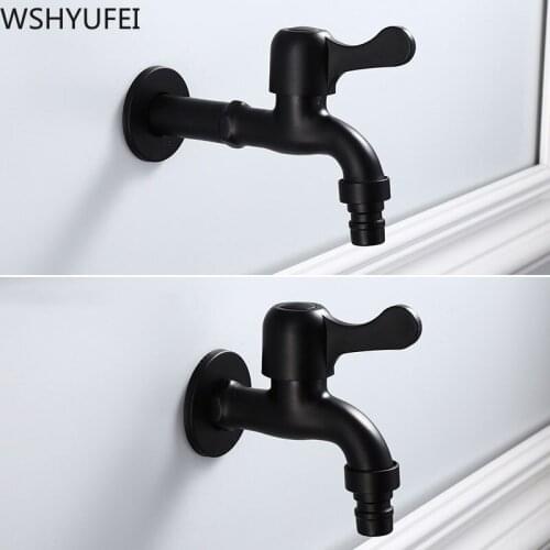 Retro washing machine faucet stainless steel bathroom corner faucet single cold faucet black oil outdoor faucet small faucet