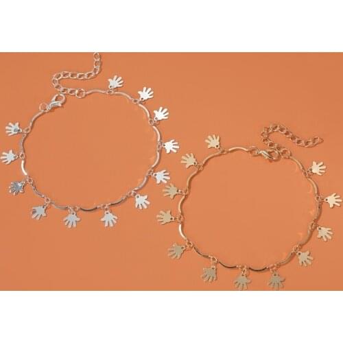 Romantic Simple Hand-shaped Pendant Bracelet Charming Womens Wedding Gold Hand Chain Elegant Ladies Party Jewelry Gift