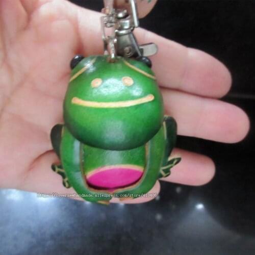 Handmade Bag Charm Key Chain Frog Ring Motor Bicycle Toy Genuine Leather Luggage Tag sc-002