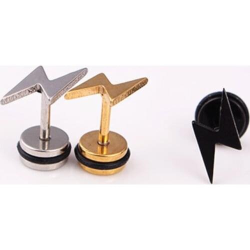 Unisex Punk Thunder Earrings Stainless Steel Women Men Jewelry Gift Lightning Bolt Stud Earrings Piercing Jewelry