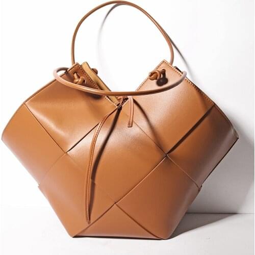 Drawstring Big Basket Soft Leather Shoulder Bag Luxury Designer Womans Handbag Shopper Beach Totes Bags For Elegant Lady
