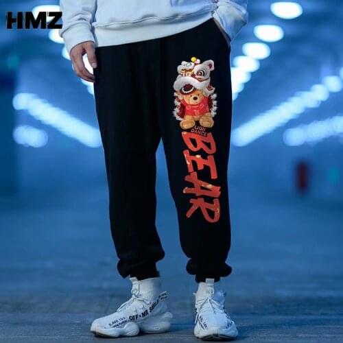 HMZ High Street Sweatpants Pants Men Streetwear Casual Joggers Hip Hop Men Pants Cotton Sweatpants Men Autumn Black Trousers Man