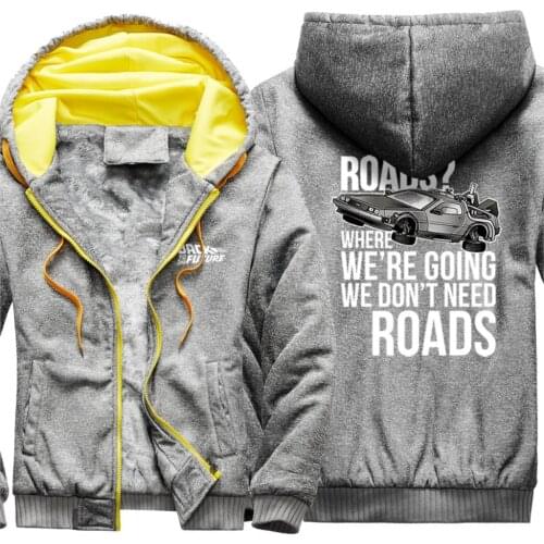 Back To The Future Print Thicken Hoodies Mens Jackets Loose Tracksuits Hip Hop Male Winter Hooded Outdoor Warm Supoleron Hombre