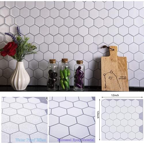 Hexagon 3d Vinyl Sticker Self Adhesive Wallpaper Peel And Stick Square Wall Tiles For Kitchen And Bathroom Backsplash