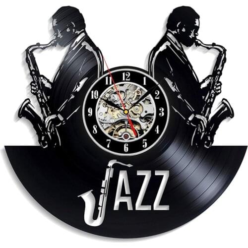 Vintage Vinyl Record Wall Clock Modern Design Jazz Music Theme 3D Decoration Classical Vinyl Clocks Wall Watch Home Decor