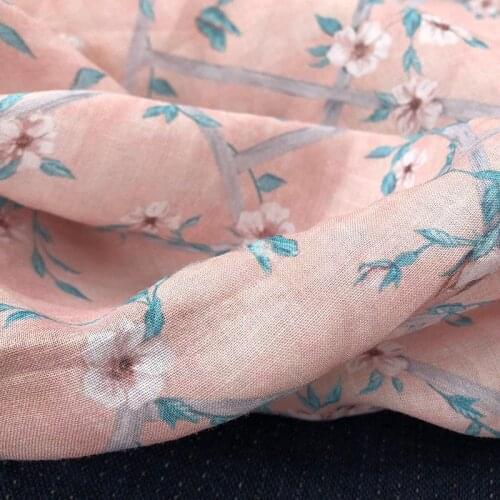 High quality new natural ramie fabric Beautiful Soft flower wall tissu Skirt lining dress shirt bag material