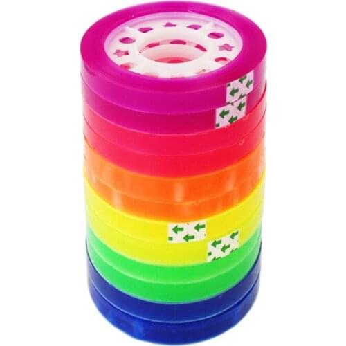 12 Pcs Colorful Transparent Adhesive Tape Rainbow Colored Clear Tape Refills for Dispenser for Art Labeling DIY Durable