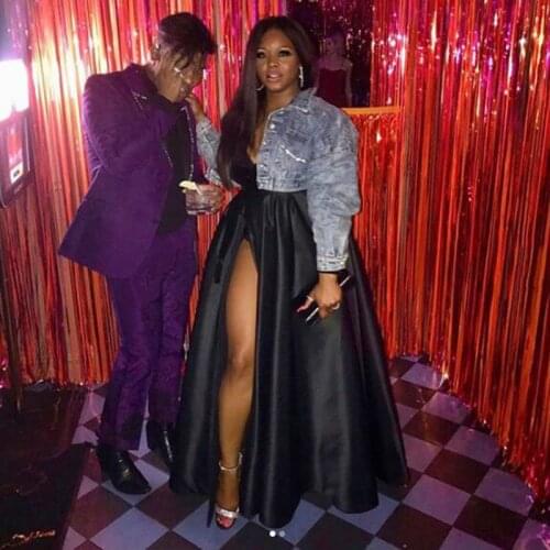 New Women Long Skirt Summer Sexy Jupe Elegant Black Skirts Slit Formal Prom Skirt Maxi Pleated Skirt Faldas Custom Made