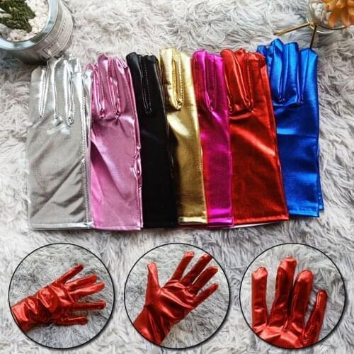Women Thin Stretched Spandex Dance Performance Short Gloves Fashion Halloween Dance Party Boutique Short Jewelry Gloves