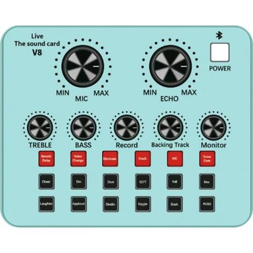 Bluetooth Live Sound Card 12 Kinds of Sound Effects Voice Converter for Live Singing Karaoke Home Audio and Video