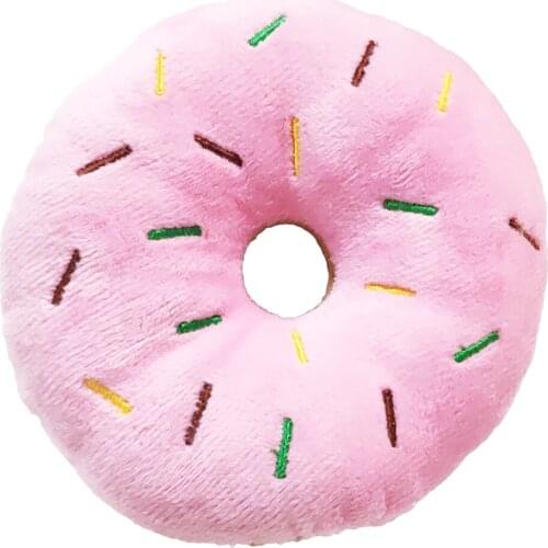 1Pc Plush Squeaky Dog Toys Bite-Resistant Clean Dog Chew Interective Pet Puppy Training Toy Soft Doughnut Shape Pet Supplies