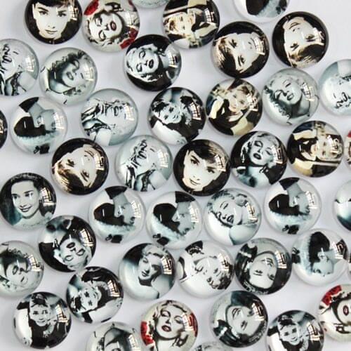 12mm Mix Styles Round Glass Cabochon Dome Jewelry Finding Cameo Pendant Settings 50pcs/lot K05531