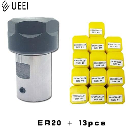 13pcs HighCarbon Steel ER20 1-13mm High Precision Spring Collet with ER20 Motor Shaft For CNC Engraving Machine Lathe Mill Tool
