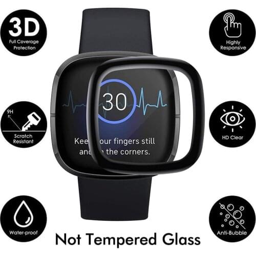 2Pcs Full Cover Protective Film For Fitbit Versa 3 2 Sense Soft Screen Protector For Fitbit Inspire HR Curved Edge Screen Film